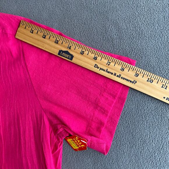 Vtg 80s 90s Two Potato Button Down Tie Back Short Sleeve Maxi Dress S Pink NOS - Picture 13 of 16